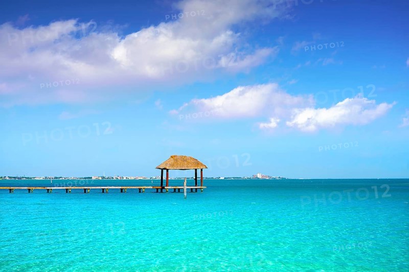 Cancun Playa Linda beach in Hotel Zone at Mexico