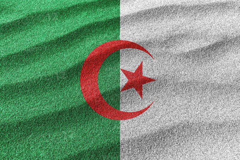 Algeria sand flag, national flag sand background