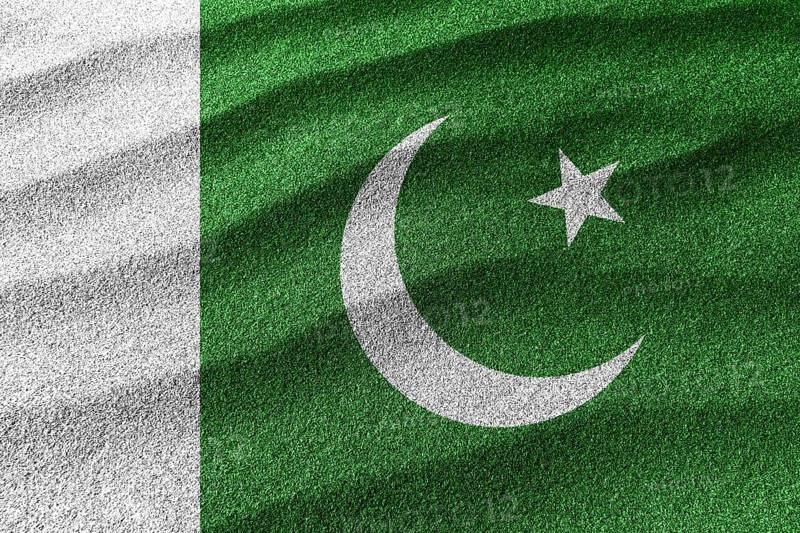 Pakistan sand flag, national flag sand background