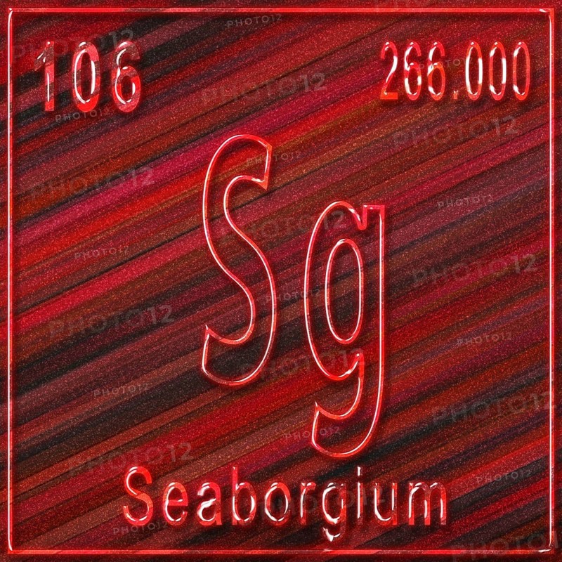 Seaborgium chemical element, Sign with atomic number and atomic weight, Periodic Table Element