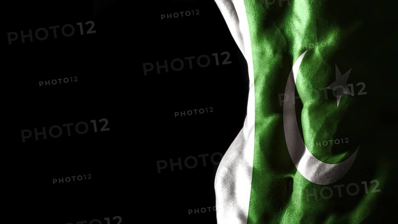 Pakistan flag on abs muscles national sport workout, bodybuilding concept, black background