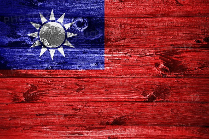 Taiwan flag on wooden planks background wood flag