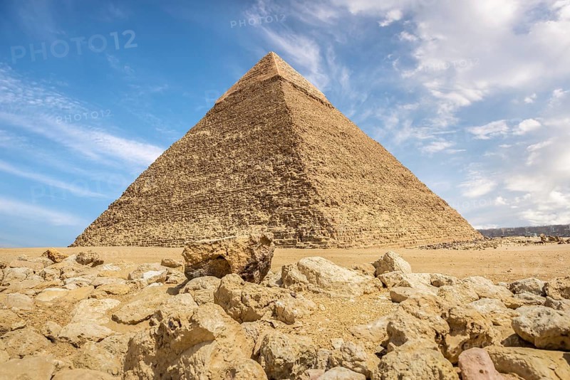 View on great Pyramid of Khafre in desert of Giza, Cairo