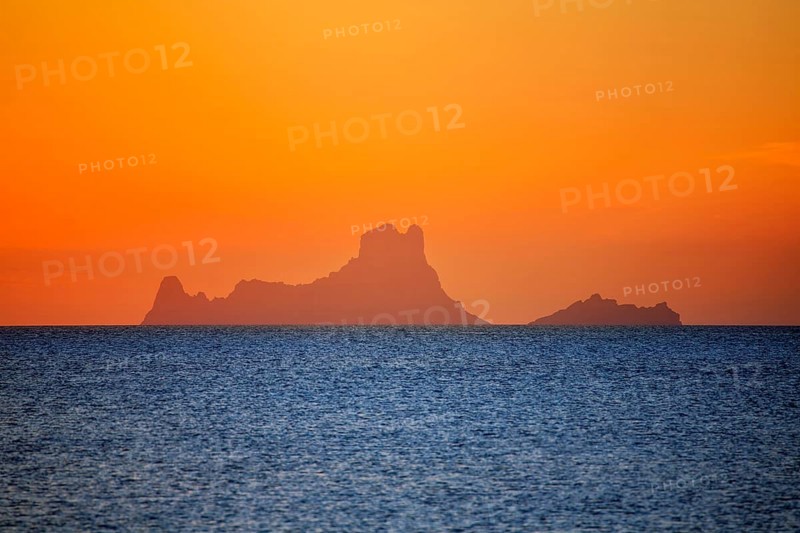 Ibiza sunset Es Vedra view from Formentera la Savina red orange sky