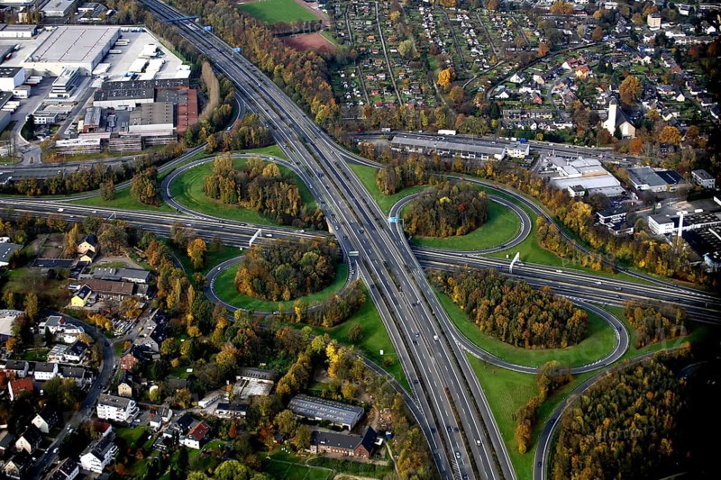 A40, motorway 43, motorway 40, cross, traffic, car traffic, autumn, autumnal, aerial view