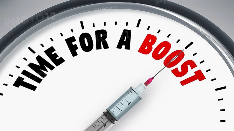 A clock with text time for a boost. 3d illustration
