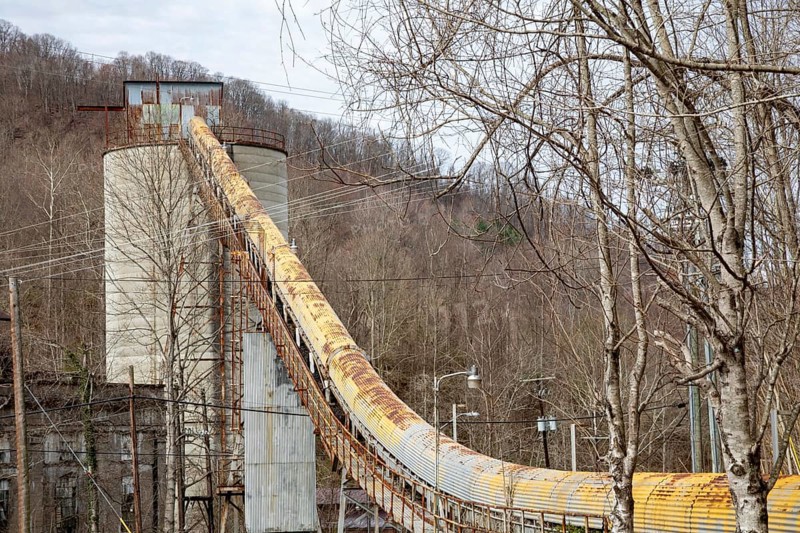Lynch, Kentucky - Coal mining equipment remains in a former U.S. Steel company town in Harlan County. Automation and the subsequent closure of most mines have reduced the area's population and increased its poverty
