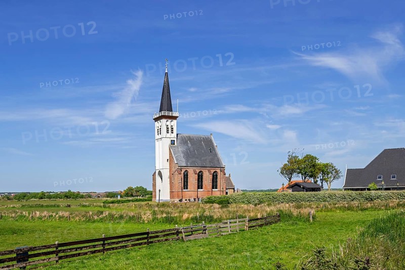 15th century Reformed Church in the village Den Hoorn on the island Texel in the Wadden Sea, West Frisian Islands, North Holland, the Netherlands