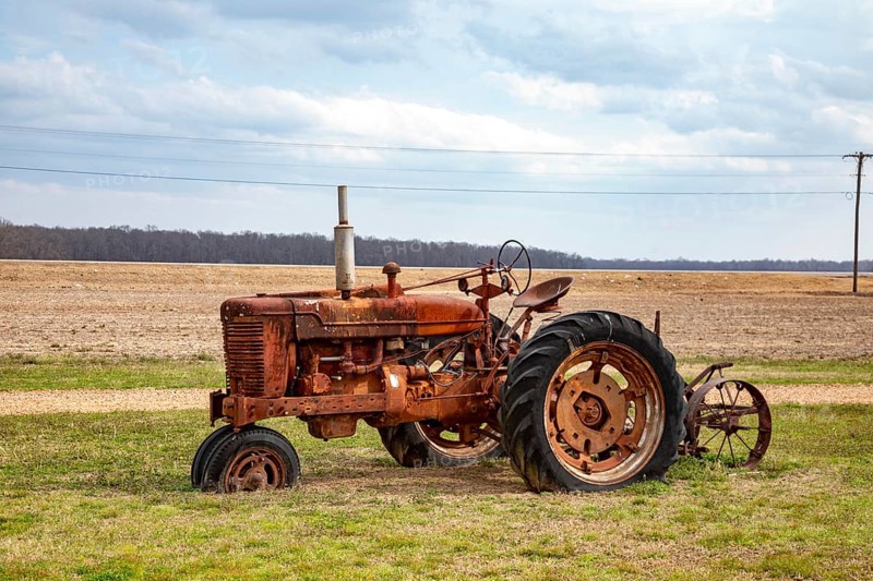 Greenwood, Mississippi - An old tractor in the Mississippi delta at the Tallahatchie Flats & Tavern