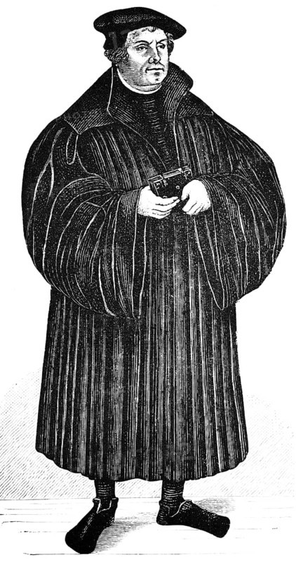 Martin Luther (1483, 1546) Portrait after Lucas Cranach, reformer, Augustinian monk, Bible translator, Renaissance, fixed gaze, historical illustration 1883