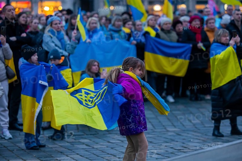 24 February marked the third anniversary of Russia's invasion of Ukraine. To mark the occasion, Ukrainian war refugees living in Dresden and their supporters demonstrated on the Neumarkt in front of the Church of Our Lady and then marched through the city centre, Dresden, Saxony, Germany