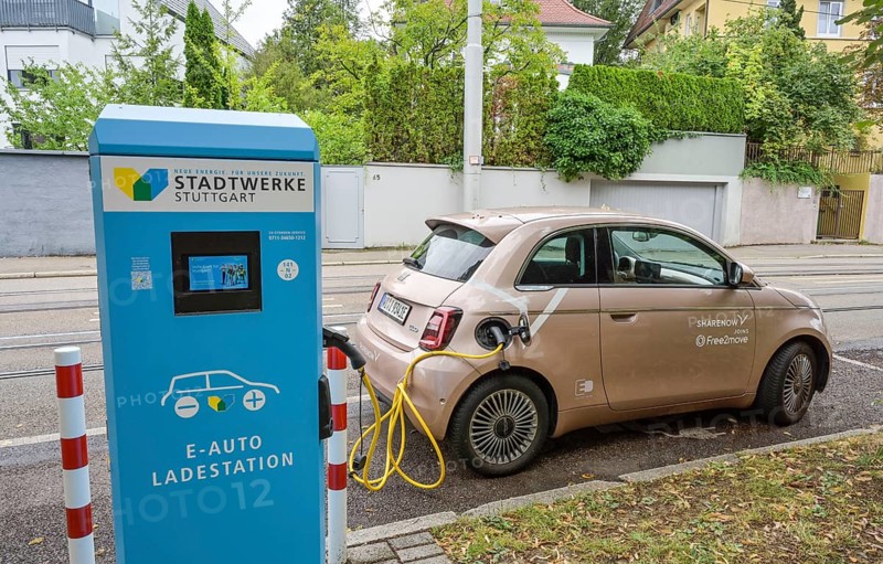 E-car charging station Stadtwerke Stuttgart, Baden-Württemberg, Germany