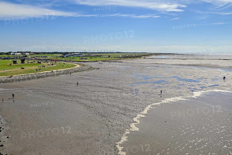 Wadden Sea seen from the lighthouse Obereversand, Dorum-Neufeld, Wurster North Sea coast, Lower Saxony, Germany