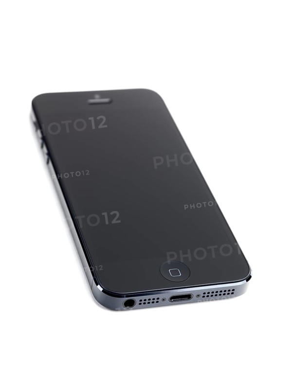 IPhone 5 black with blank screen isolated on white background