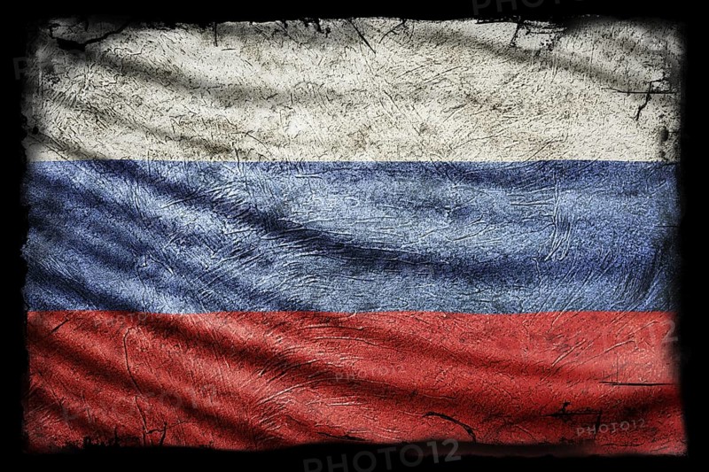 Russia Flag, Grunge Texture Background