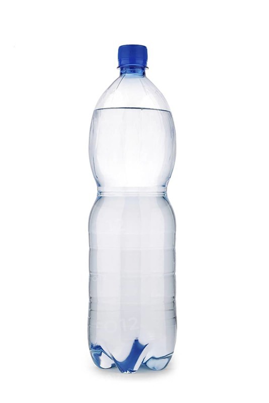 Single blue bottle isolated