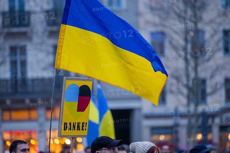 24 February marked the third anniversary of Russia's invasion of Ukraine. To mark the occasion, Ukrainian war refugees living in Dresden and their supporters demonstrated on the Neumarkt in front of the Church of Our Lady and then marched through the city centre, Dresden, Saxony, Germany
