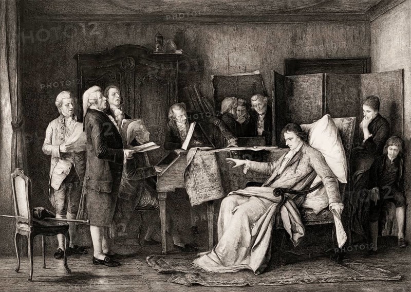 Death of Wolfgang Amadeus Mozart, 1756 – 1791, composer of classical music, First Viennese School, digitally edited