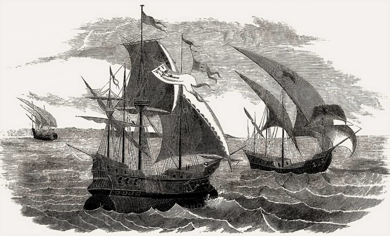The fleet of Christopher Columbus, 1492, digitally optimized