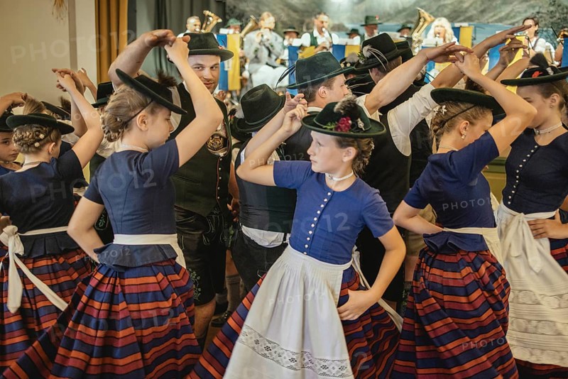 Traditional traditional costume anniversary of the Trachtenverein Schliersee Stamm 1888, dance in the hall of the Bauerntheater, Schliersee, Upper Bavaria, Bavaria, Germany, 2025