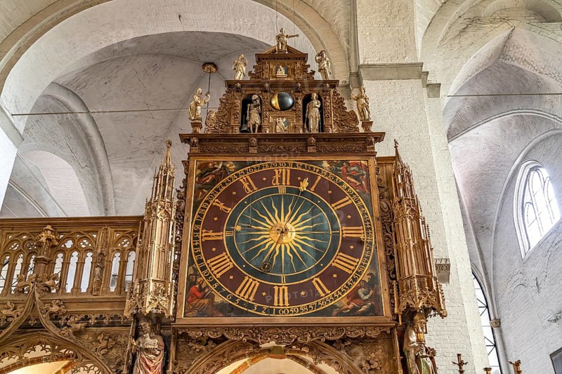 Church clock in the interior of Lübeck Cathedral, Hanseatic City of Lübeck, Schleswig-Holstein, Germany