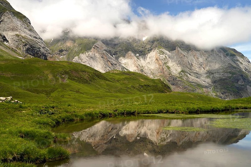 Lake in the Cirque de Troumouse basin in the Pyrenees National Park near Gavarnie-Gèdre, France