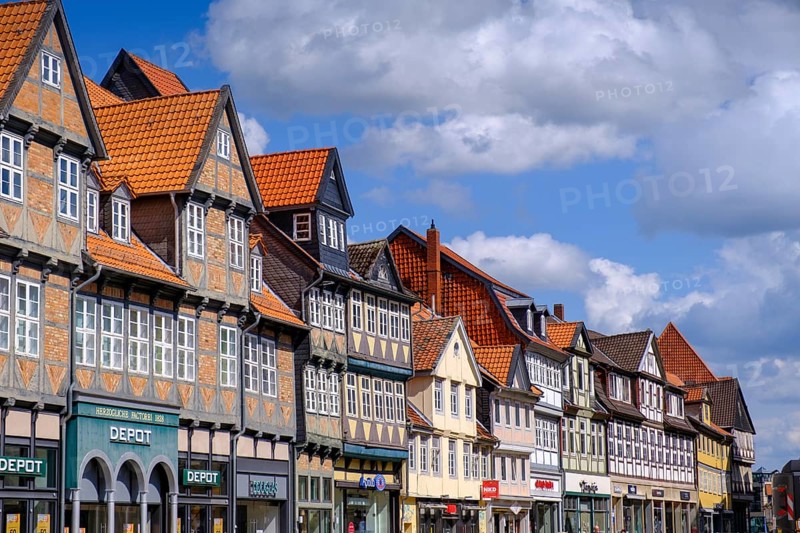 Half-timbered houses, Lange Herzogstraße, at the town market, Wolfenbüttel, Lower Saxony, Germany