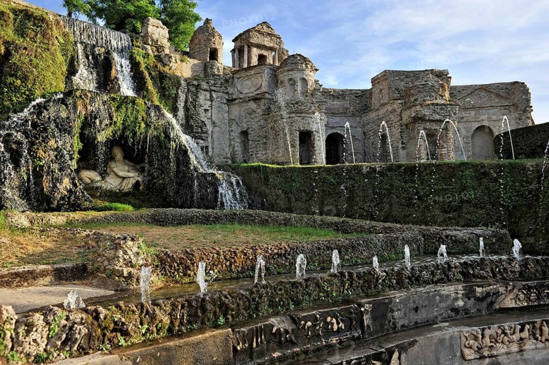 Fountain Fontana della Rometta e di Roma, Renaissance garden of Villa d'Este, water features, fountains, UNESCO World Heritage Site, Tivoli, Metropolitan City of Rome, Lazio, Italy