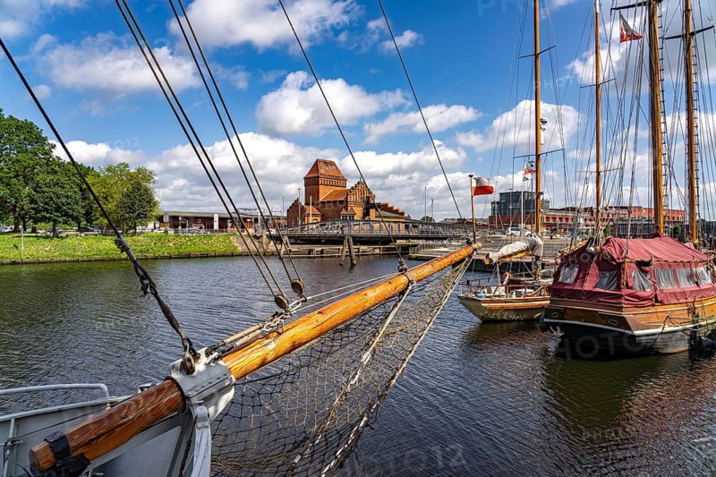 Traditional sailing ships in the museum harbour of the Hanseatic city of Lübeck, Schleswig-Holstein, Germany