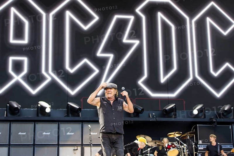 Brian Johnson, lead singer of AC/DC live on Power Up Tour 2025 at the Olympiastadion Berlin on 30 June 2025