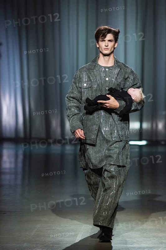 Model Pierre Lang (winner GNTM2025) walks for Kilian Kerner during the Berlin Fashion Week 2025 on 02.07.2025