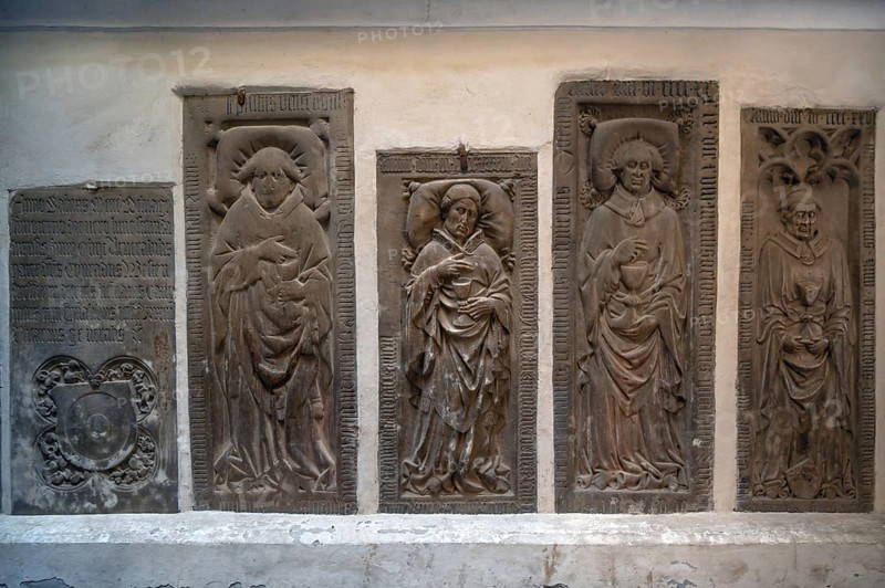 Epitaphs in the cloister of Bressanone Cathedral, Cathedral Square, Bressanone, South Tyrol Italy