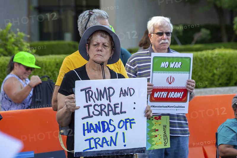 Detroit, Michigan USA - 28 June 2025 - Protesters rallied at the Federal Building and then marched downtown to oppose any U.S. war with Iran
