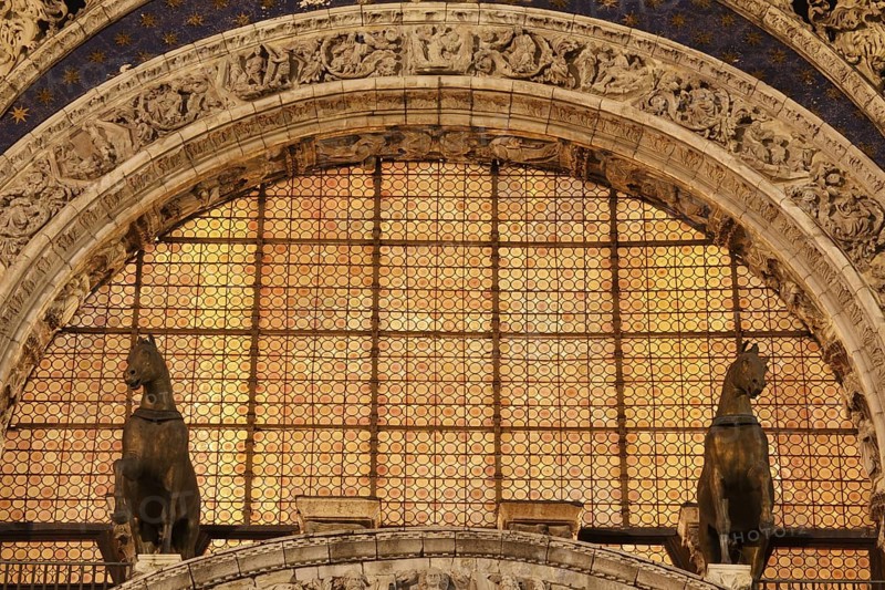 Loggia dei Cavalli, Roman Catholic Basilica of St Mark on St Mark's Square, Venice, Veneto, Italy