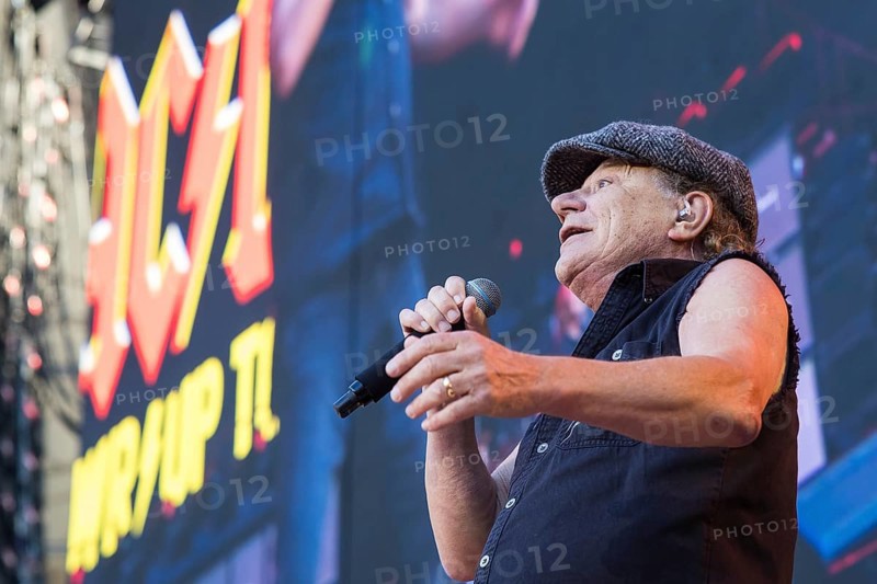Brian Johnson, lead singer of AC/DC live on Power Up Tour 2025 at the Olympiastadion Berlin on 30 June 2025