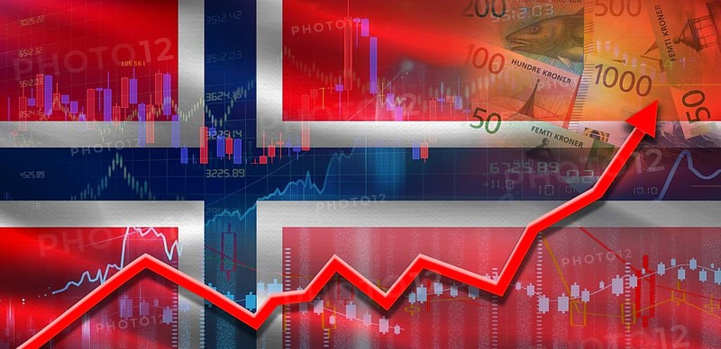 Norway financial growth on market graph. Norway economic growth on financial graph