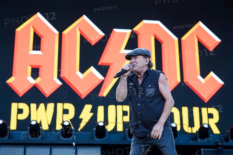 Brian Johnson, lead singer of AC/DC live on Power Up Tour 2025 at the Olympiastadion Berlin on 30 June 2025