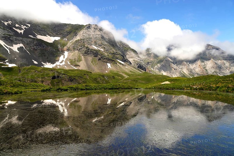 Lake in the Cirque de Troumouse basin in the Pyrenees National Park near Gavarnie-Gèdre, France