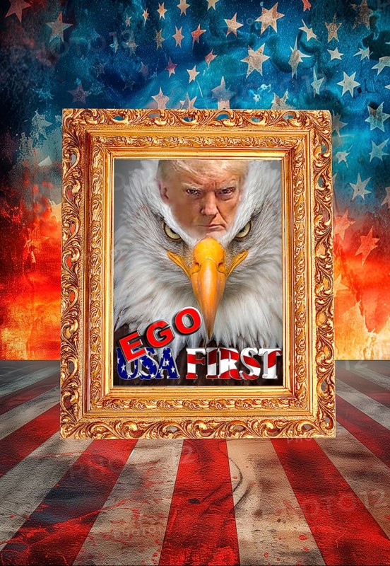Symbolic image, Trump as owner of the USA, no more United States, democracy versus autocracy, Donald Trump sees himself as a ruler above the law, US democracy in danger, political blackmail, EU and Germany under political pressure, industry, tariff threats, Elon Musk, Mark Zuckerberg, social networks, fake news, rights broken, hate, agitation, DSG Digital Services Act, re-election, USA, politics, announcements, vendetta, wanted dictator, Republicans, US electoral system, global danger, lies, 2nd term, global strain, Ukrainian war, storm White House, storm White House term, global burden, Ukrainian war, White House storm