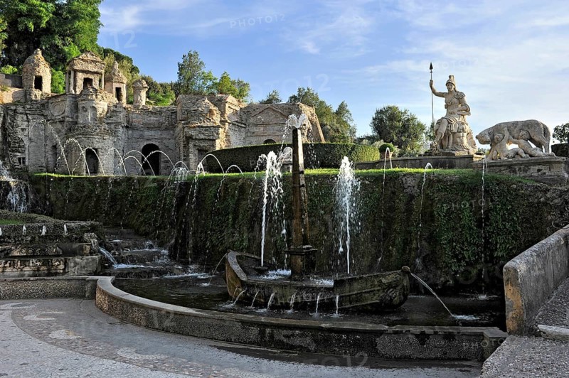 Fountain Fontana della Rometta e di Roma, Renaissance garden of Villa d'Este, water features, fountains, UNESCO World Heritage Site, Tivoli, Metropolitan City of Rome, Lazio, Italy
