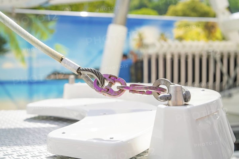 Close-up of a metal fastening element on an amusement ride, Ferris wheel construction for the 950th anniversary of the town of Calw, Black Forest, Germany