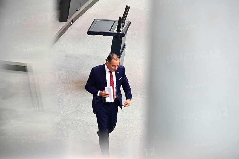 Tino Chrupalla (AfD) after his speech in the Bundestag in response to the government statement by Federal Chancellor Friedrich Merz (CDU)
