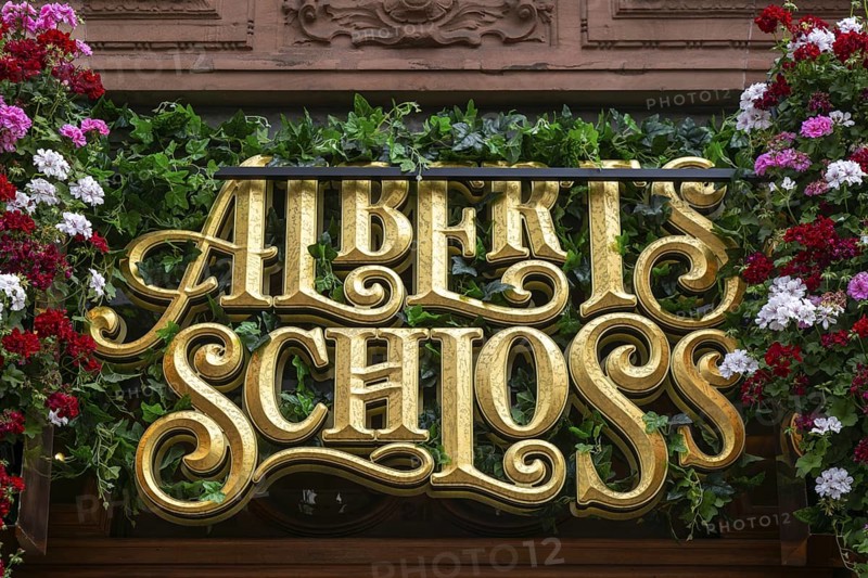 Sign for Albert's Schloss, bar beer hall restaurant, Shaftesbury Avenue, central London, England, UK