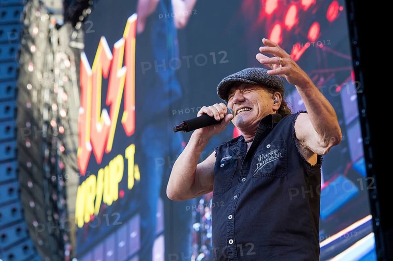 Brian Johnson, lead singer of AC/DC live on Power Up Tour 2025 at the Olympiastadion Berlin on 30 June 2025