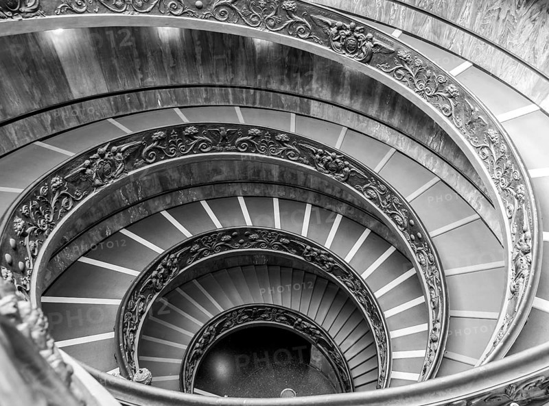 ROME, ITALY - CIRCA SEPTEMBER 2020: the famous spiral staircase with double helix. Vatican Museum, made by Giuseppe Momo in 1932