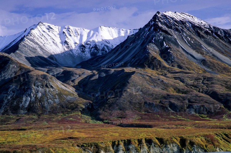 Mount Eielson and tundra landscape in autumn, Mount Eielson and tundra landscape in Indian summer, Denali National Park, Alaska