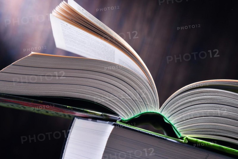 Composition with open book on the table