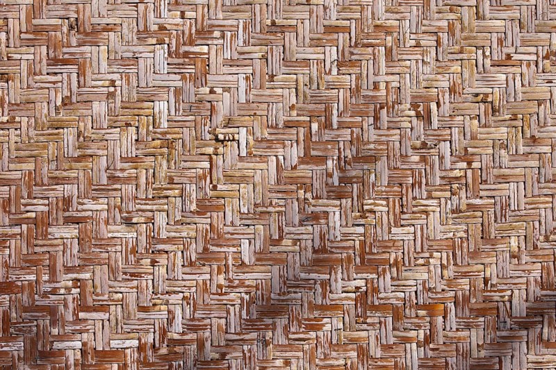 Retro, old, vintage woven straw wall mat background or texture