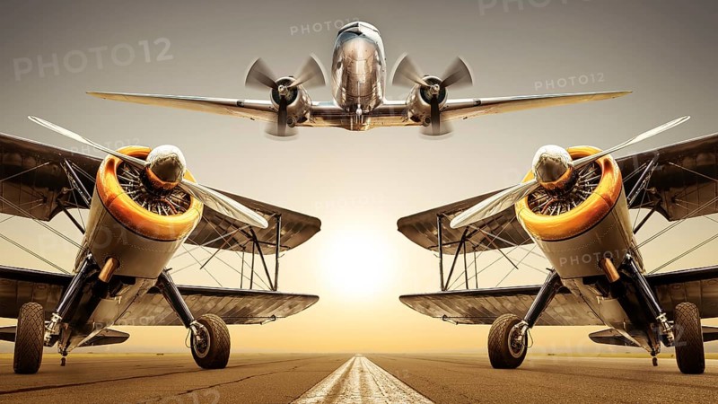 historical aircrafts on a runway