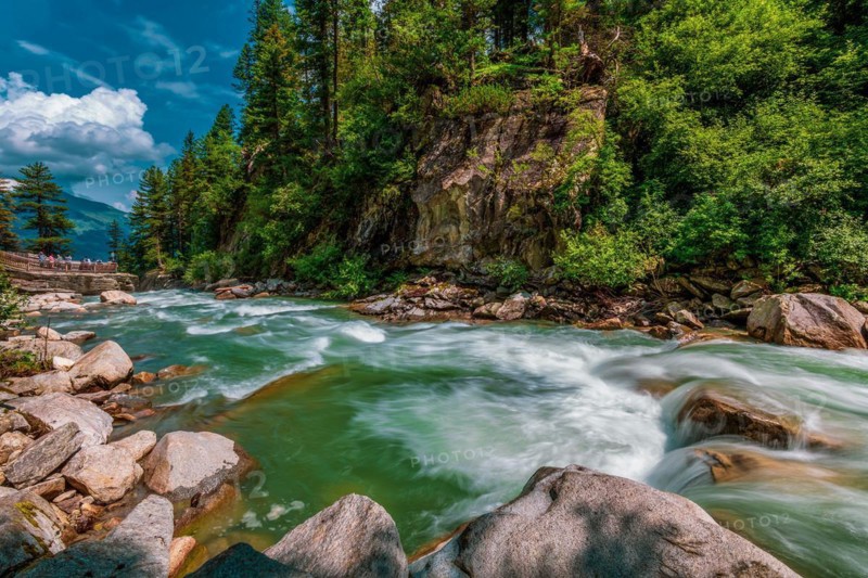 The river Krimmler Ache in the Hohe Tauern National Park in Austria. The Krimmler Ache forms the Krimmler waterfalls